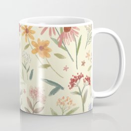 Meadow Floral Coffee Mug | Monarda, Warm, Botanical, Drawing, Light, Floral, Beebalm, Folk, Flowers, Folky 