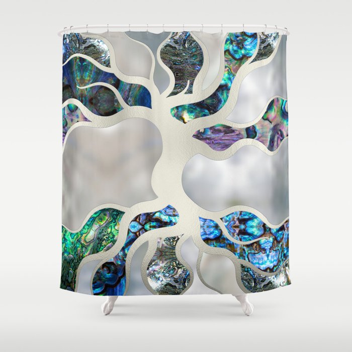 Tree of life - Abalone Shell and Pearl Shower Curtain