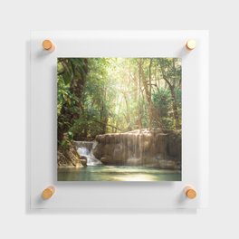 Brazil Photography - Tiny Waterfall Going Into A Pond Under The Sunlight Floating Acrylic Print
