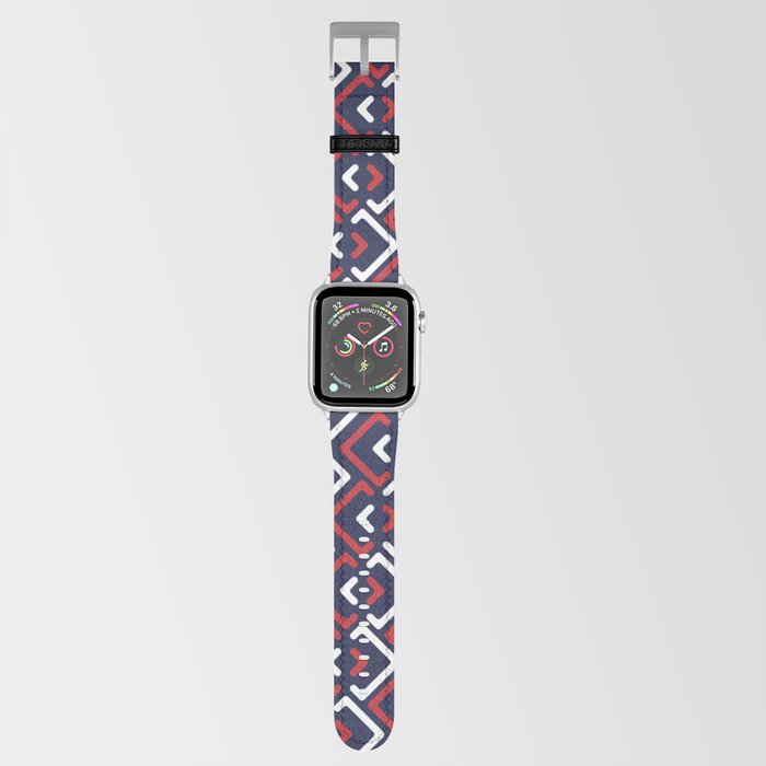 Minimalist Red and Blue Geometric Ornament Apple Watch Band