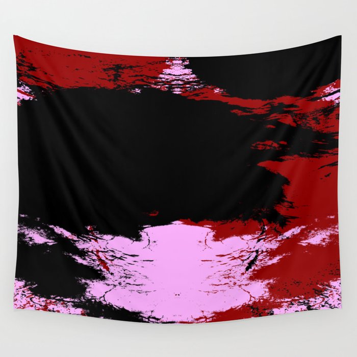 Hisamono - Colorful Pink Red Black Abstract Art Wall Tapestry