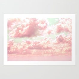 Pastel Pale Pink Cotton Candy Clouds Art Print