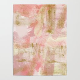 Rustic Gold and Pink Abstract Poster
