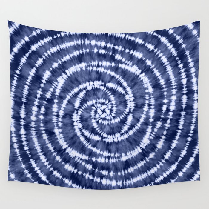 Blue Spiral Tie Dye Wall Tapestry