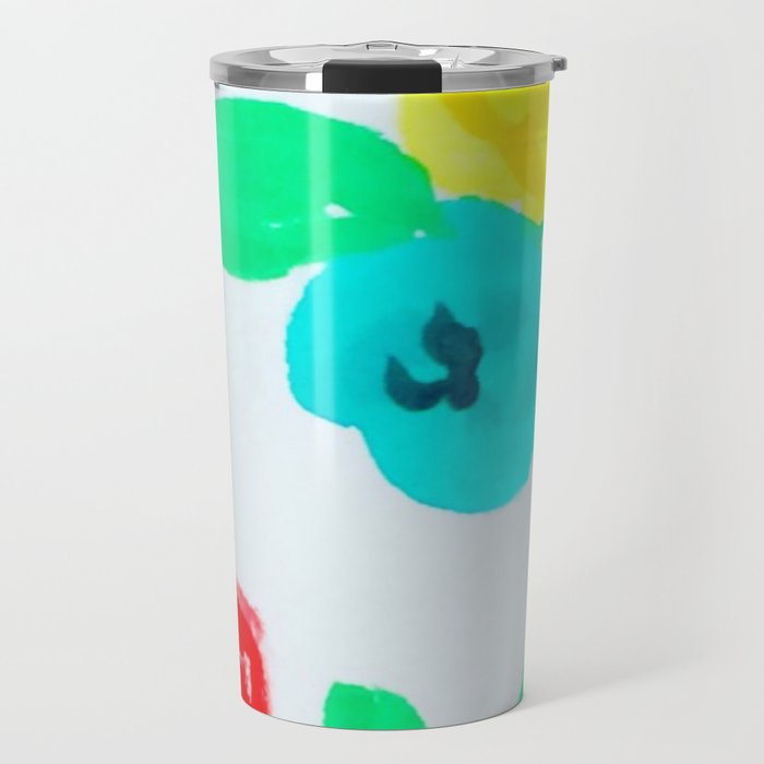 Bright Floral in Red, Yellow and Turquoise Travel Mug