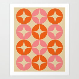 Mid Century Modern Pattern in Pink and Orange Art Print