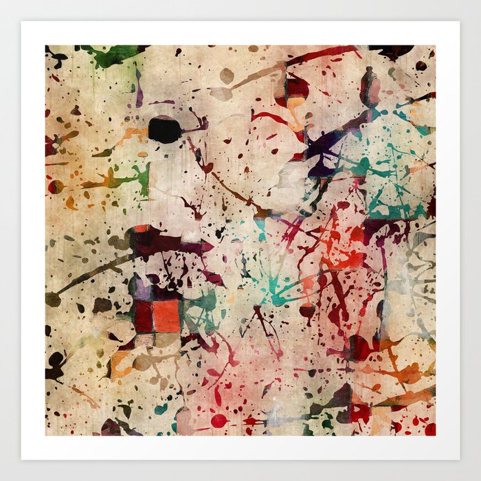 Red-green and ivory-beige abstract remix Art Print