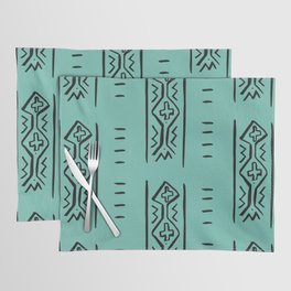 Mercy Mud Cloth Teal and Black  Placemat