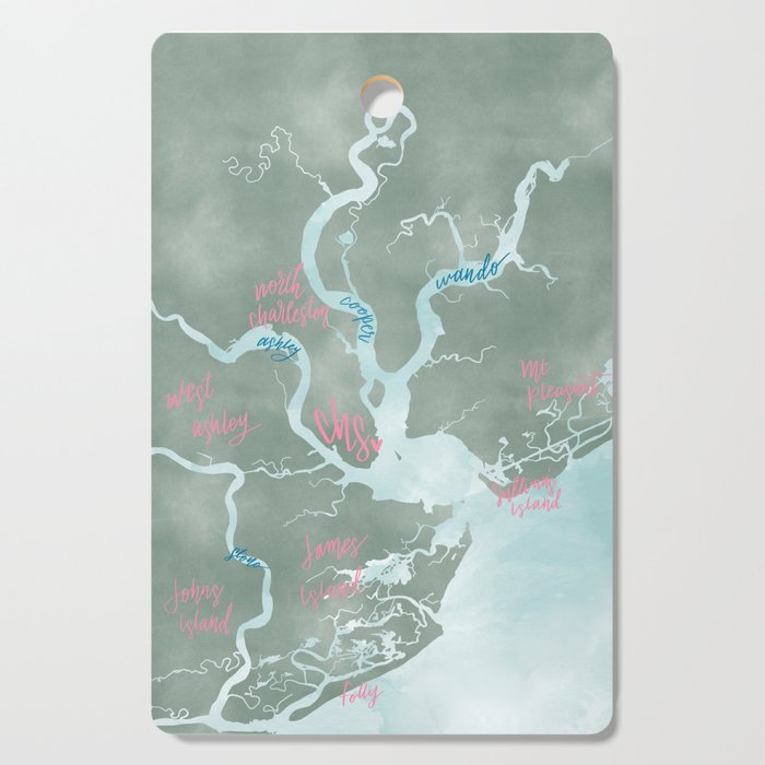 Charleston, SC Watercolor Map Cutting Board
