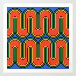 Retro Geometric Rainbow Waves 533 Art Print