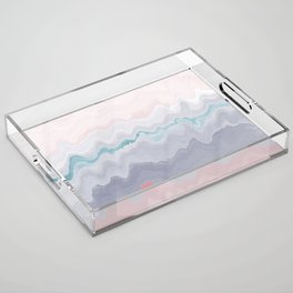 Pink Waves Abstract Acrylic Tray