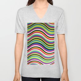Wave Pattern Design V Neck T Shirt