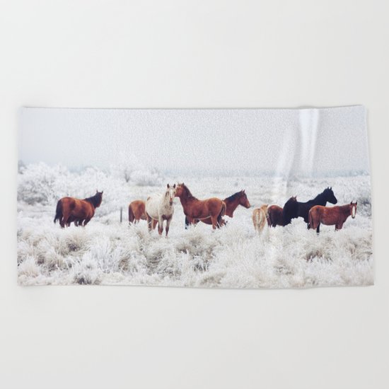 Winter Horseland Beach Towel