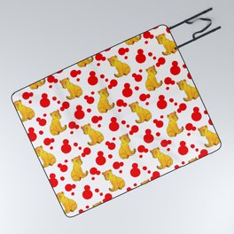 Cute little brown baby bear cubs, bold red retro dots white nursery pattern design. Baby bears. Picnic Blanket