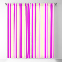 [ Thumbnail: Light Yellow and Fuchsia Colored Stripes Pattern Blackout Curtain ]