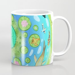 Koi and Goldfish Circular Pond Coffee Mug