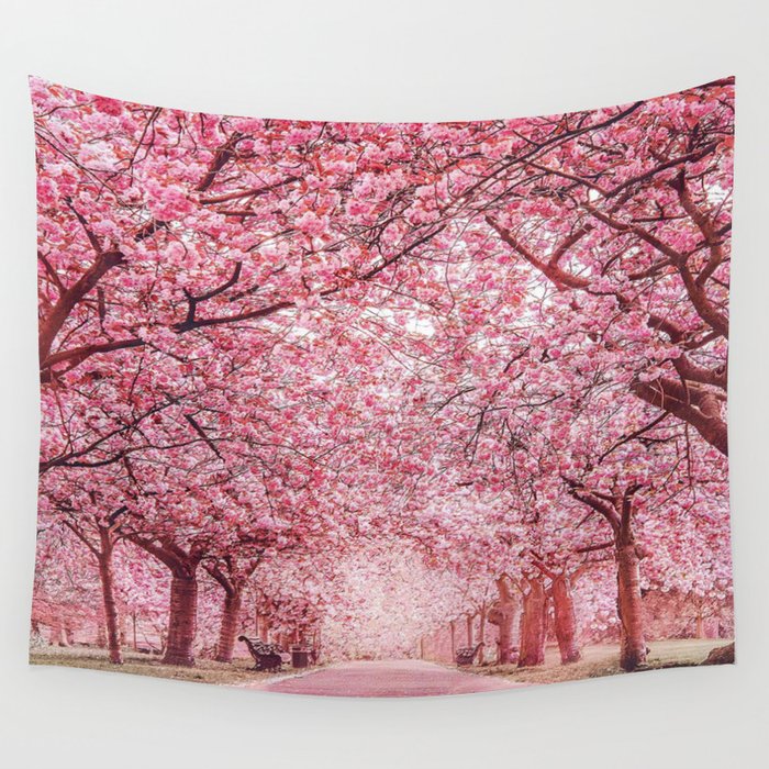 cherry blossom wall tapestry