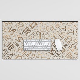 Zodiac symbol glyphs pastel gold Desk Mat