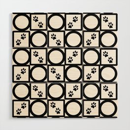 Black and White Geometric Paw Pattern Wood Wall Art