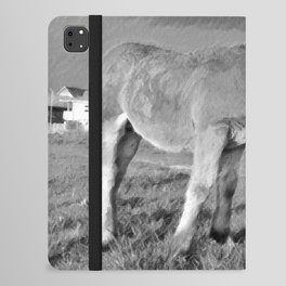 Monochrome horse foal pasture in the countryside iPad Folio Case
