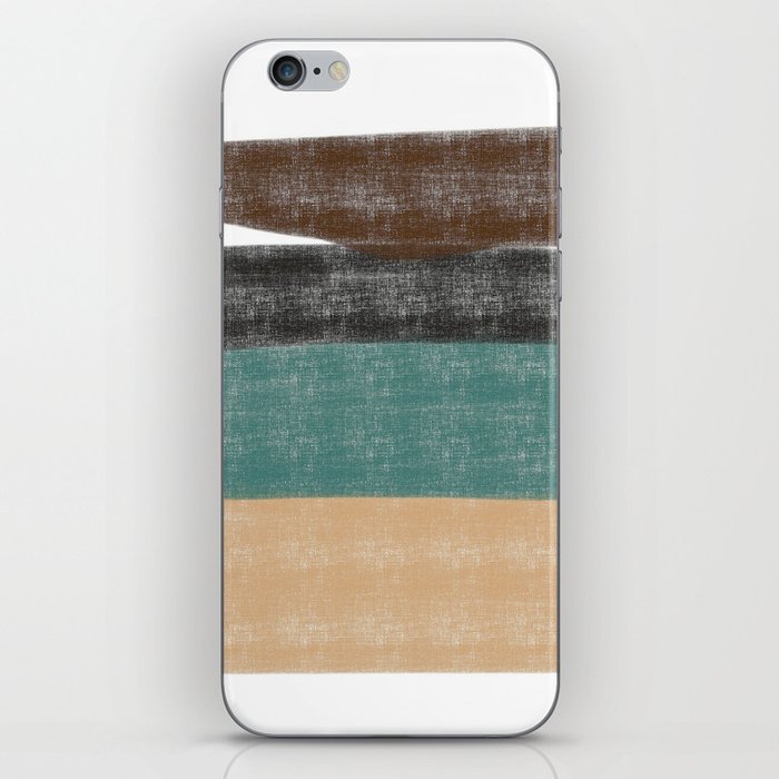 Contemporary Abstract in Green, Sand and Black - 3 iPhone Skin