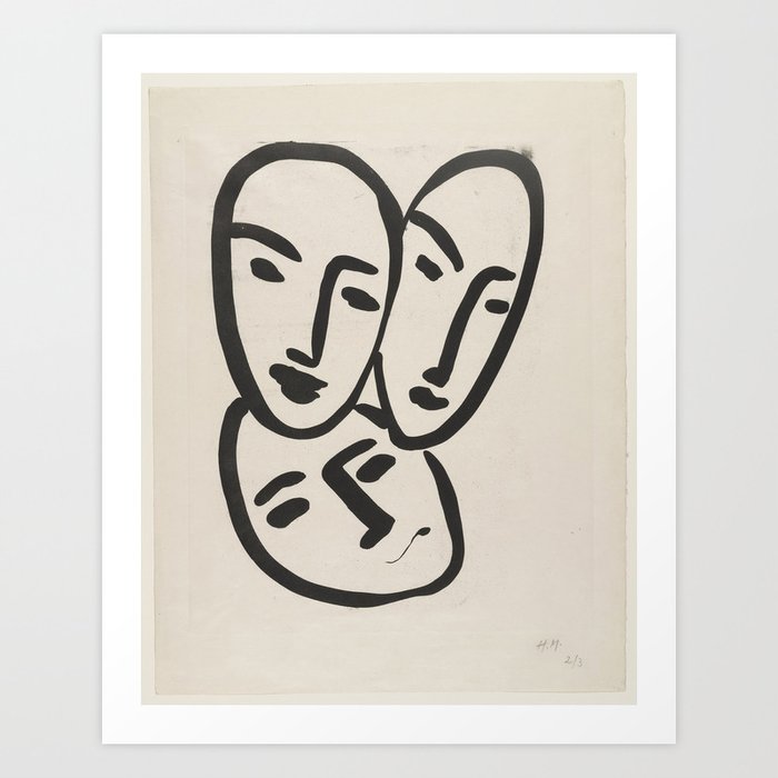 Apollinaire, Matisse, Rouveyre (Trois têtes. A l'amitié) Art Print