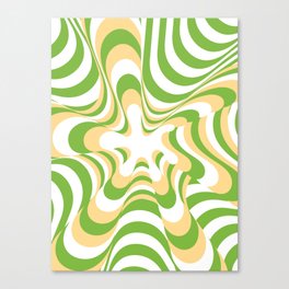 Abstract Groovy Retro Liquid Swirl Green Yellow Pattern Canvas Print