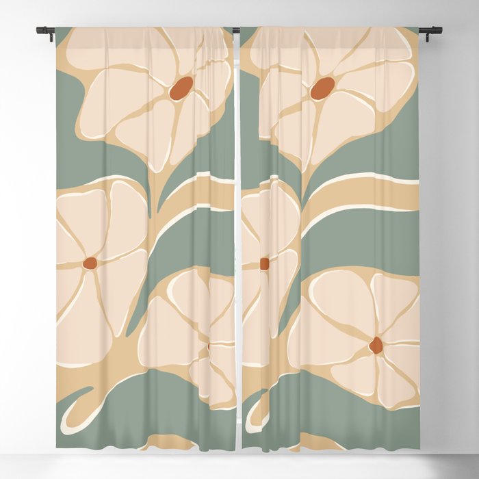 70s big flower botanical land 2 Blackout Curtain