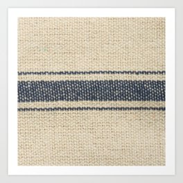Vintage Grain Sack horizontal Stripe Art Print