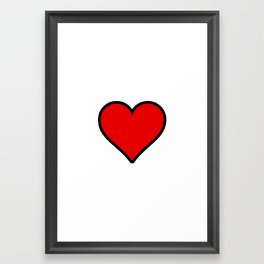 Bold Red Heart Shape Valentine Digital Illustration, Minimal Art Framed Art Print