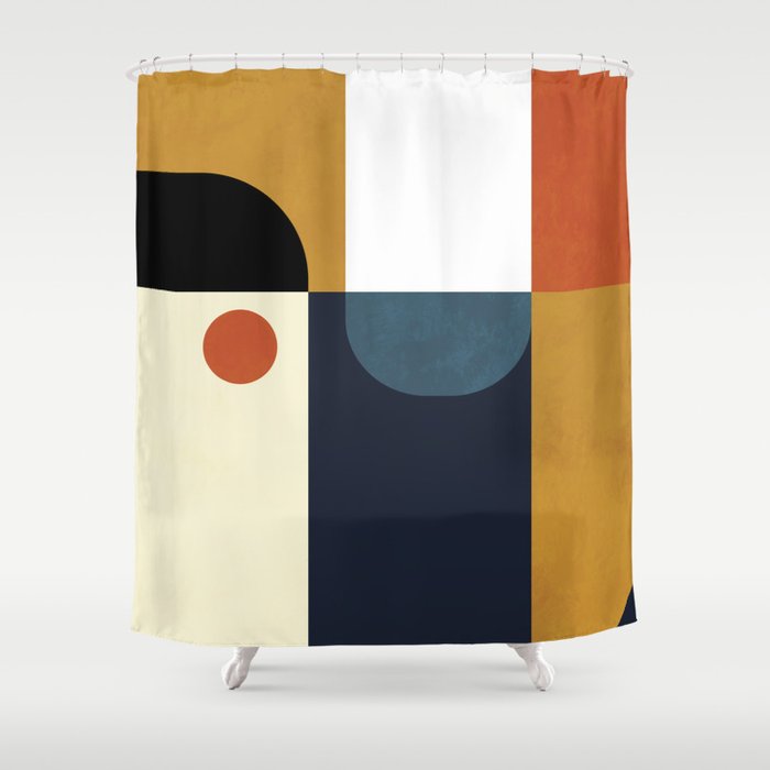 mid century abstract shapes fall winter 4 Shower Curtain