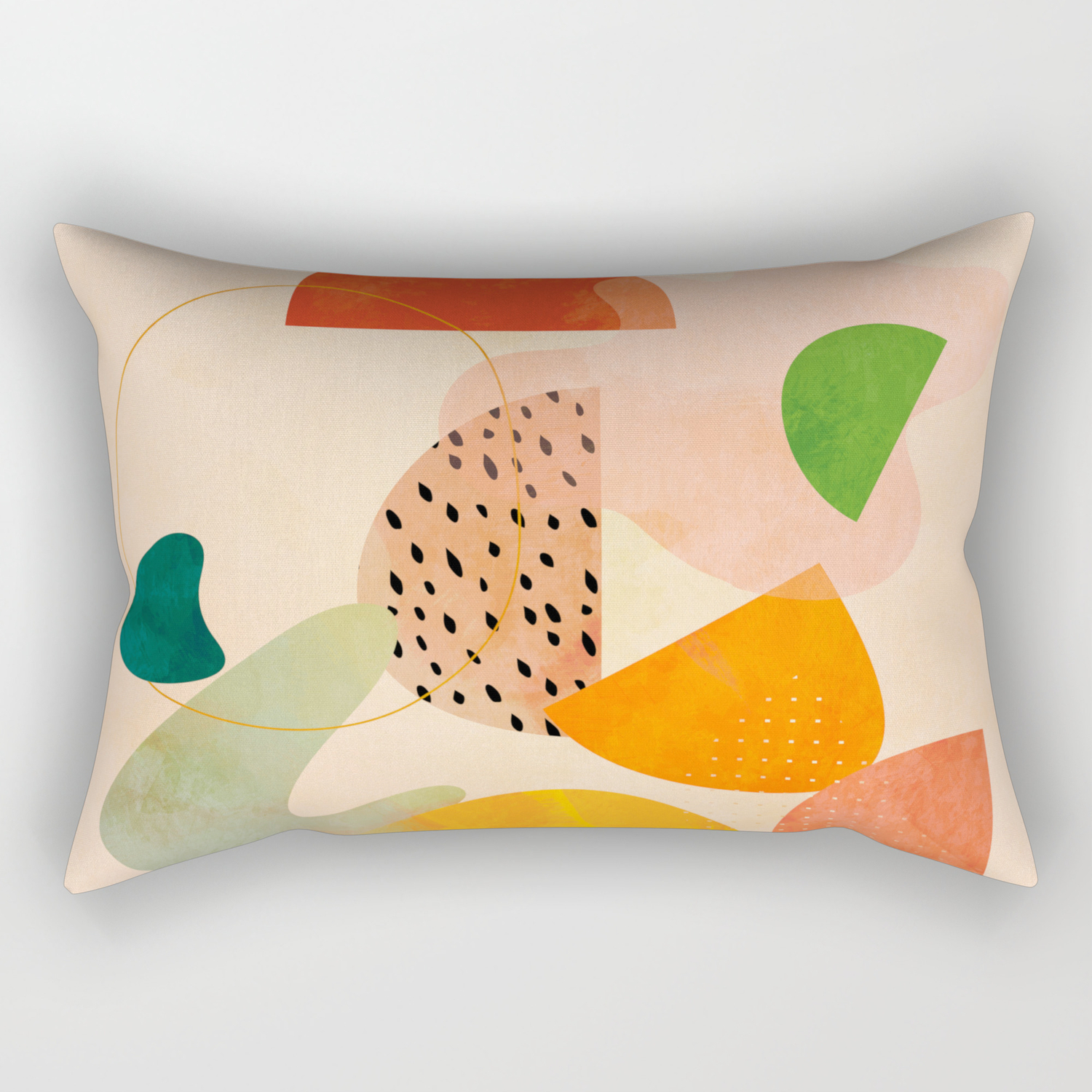 Society6 Mid Century Shapes Geometric Abstract Color 2 by Ana Rut BRE Fine Art on Rectangular Pillow 