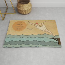 Dive In a Reimagined Vintage Print Area & Throw Rug