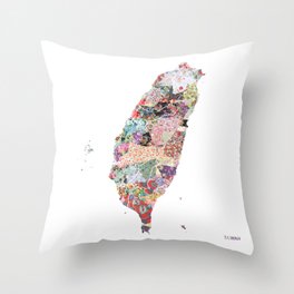 Taiwan map portrait Throw Pillow