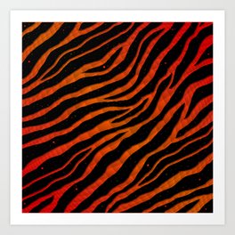 Ripped SpaceTime Stripes - Red/Orange Art Print