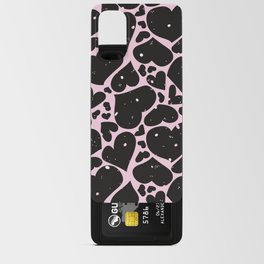 Abstract black hearts pattern with pink and white polka dots Android Card Case