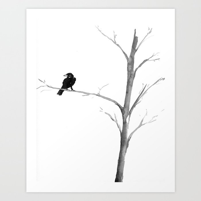 Raven in a Tree Art Print by Brazen Design Studio