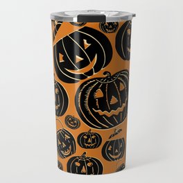 Vintage Jack-o-lanterns, Retro Halloween background,  Travel Mug