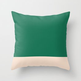 Minimalist Color Block Solid in Forest Green and Cream Throw Pillow