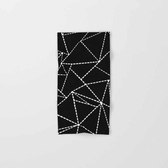 Abstract Dotted Lines White on Black Hand & Bath Towel
