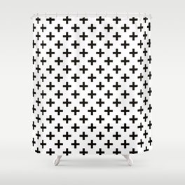 Crosses | Criss Cross | Plus Sign | Hygge | Scandi | Black and White | Shower Curtain