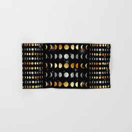 Celestial Moon phases and stars in silver and gold Hand & Bath Towel