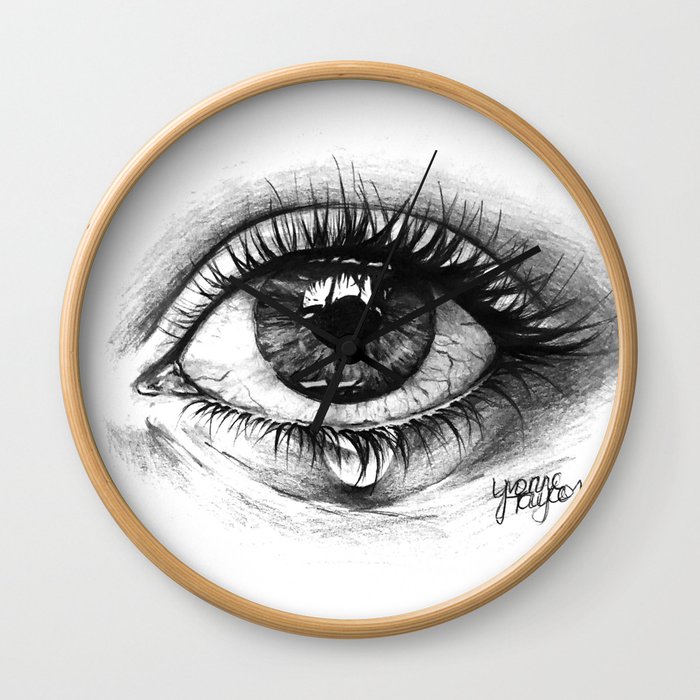 black & white eye close-up Wall Clock