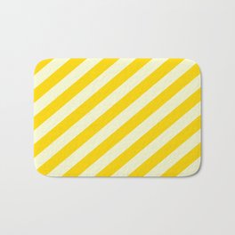 [ Thumbnail: Yellow & Light Yellow Colored Striped/Lined Pattern Bath Mat ]