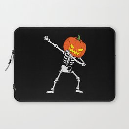 Dabbing Skeleton Pumpkin Halloween Laptop Sleeve