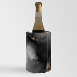 Black and Gold Abstract Watercolor Painting Monochrome Nebula Wine Chiller