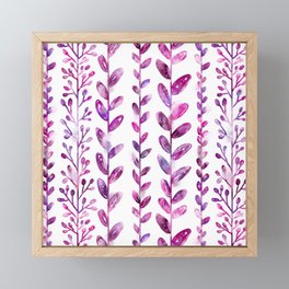 Pink watercolor leaves Framed Mini Art Print