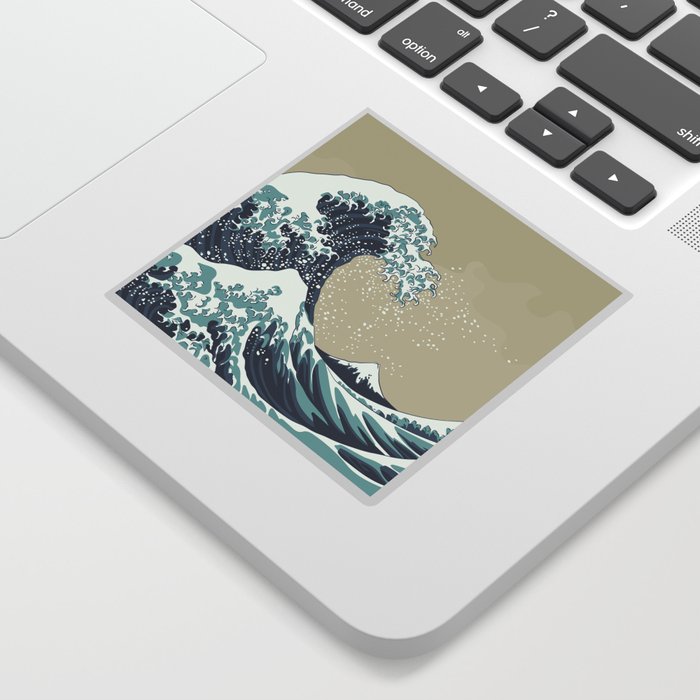 Great Wave with Mount Fuji 19th century japanese style woodblock design vintage illustration Sticker
