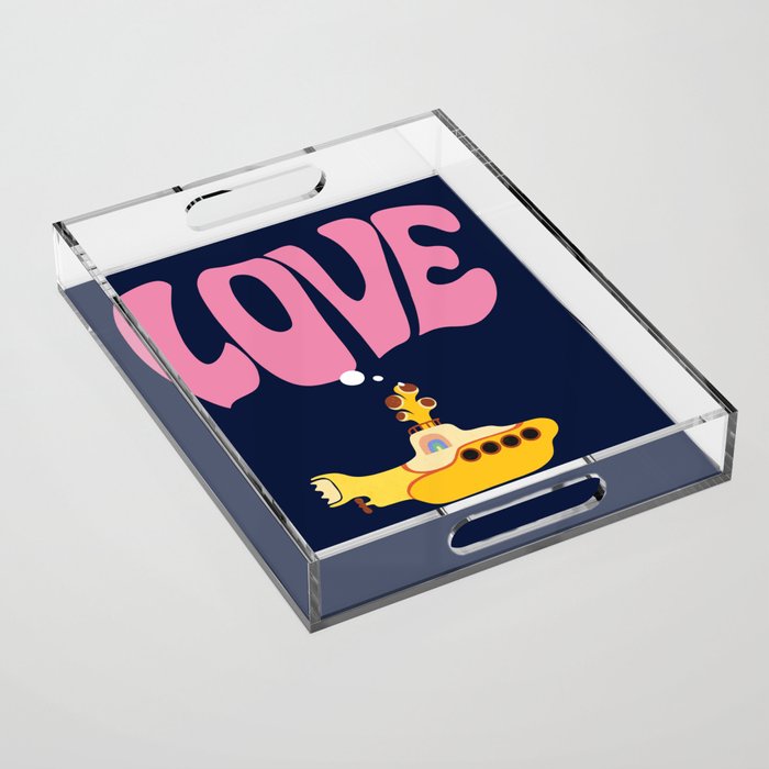 Yellow Submarine With Love Acrylic Tray