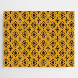 Mustard and Black Native American Tribal Pattern Jigsaw Puzzle